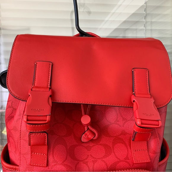 Coach Track Backpack in Signature Canvas Miami Red - Picture 8 of 10